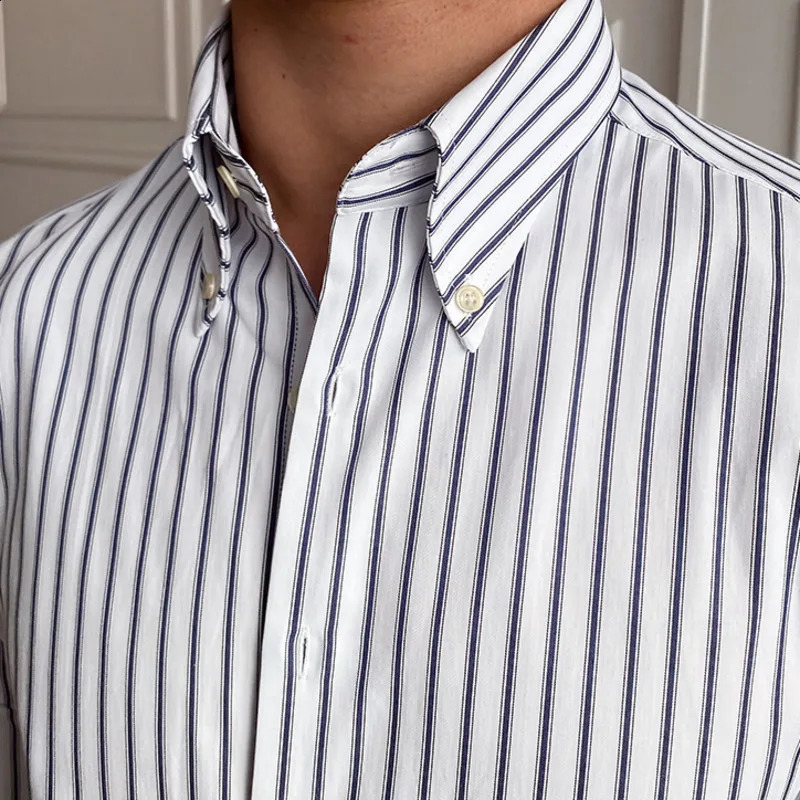 Casual Stripe Shirt Retro Shirt Dress Camisa Masculina Social Italian Spring British Style Men Long Sleeve Striped Shirt 250214
