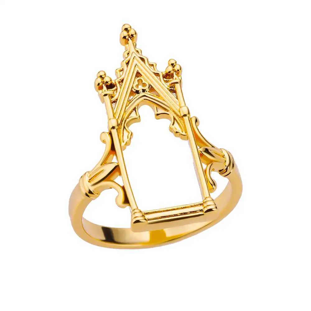 StainlESS Steel Magic Mirror Rings For Women Gold Plated Aesthetic Wedding Ring Castle Flower leaf Design Lighjt Luxury JewelryXJ250219