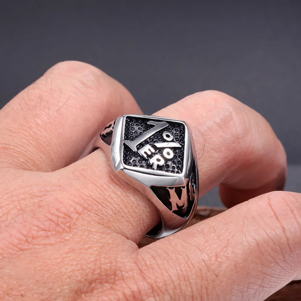 Oktrendy unique punk ring silver color biker 1% er carved stainless steel gold men skull band party rings 250213