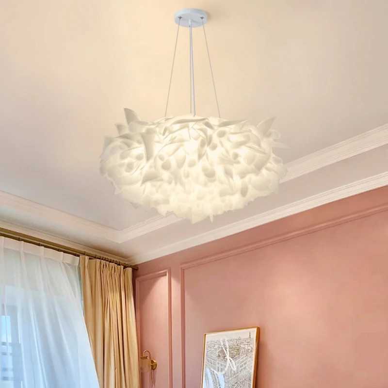 Romantic White Flower LED Ceiling Lights Bedroom Restaurant Living Room Lamp Remote Control Dimming Home Decor Hanglamp PVC Z250219