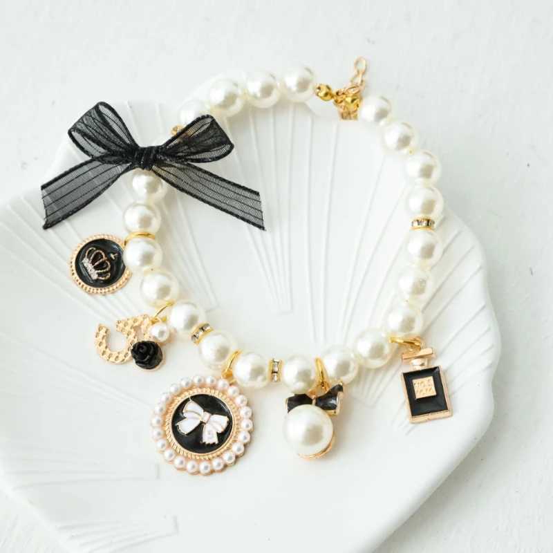 Pet Pearl Collar Dog Princess Bow Necklace Cat Jewelry Cute Collar Puppy Accessories Dog Chain Chihuahua Wedding Jewelry StuffXJ250218