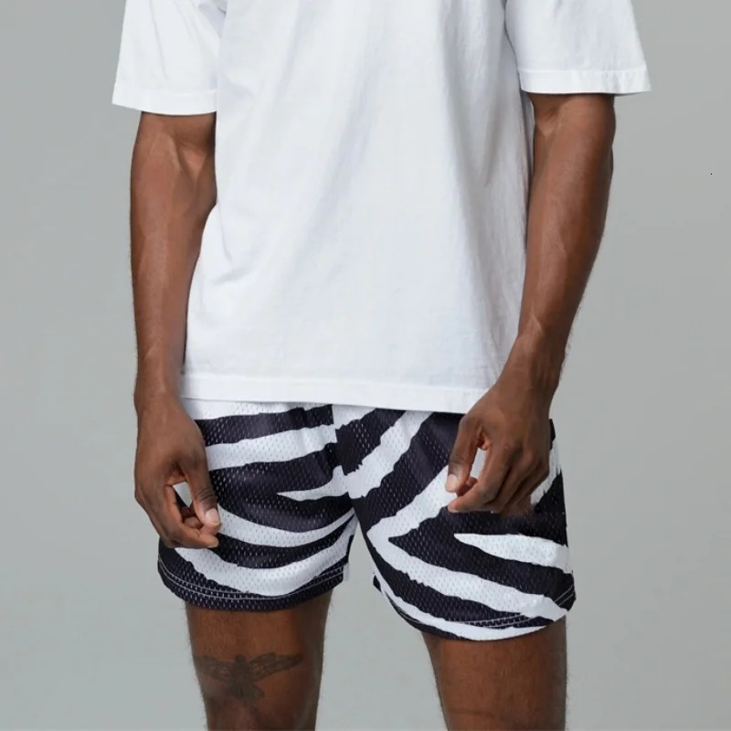 summer Mesh ventilation sports shorts outdoor men trendy fitness running training digital printed Mens sweatpants 250219