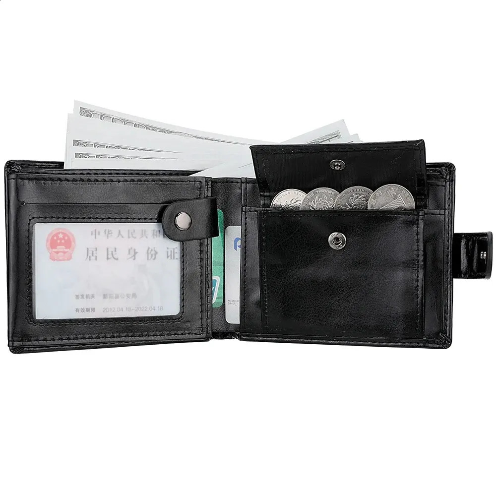 Mens Wallet Large Capacity MultiFunction Short Multislot Zipper Coin ID Credit Card Holder 250218