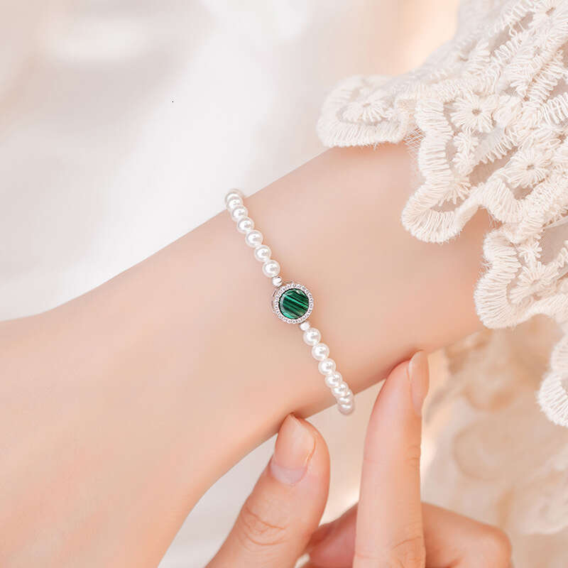 Shi Jia Pearl Pure Sier Bracelet for Women, Small and Medium, Light , High Grade, Pea Stone Bracelet, Ins Style, Mother's Day Handpiece