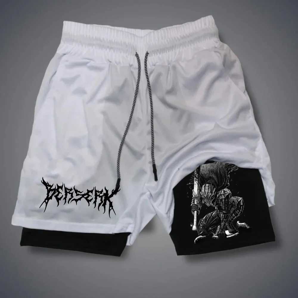 Mens printed shorts fake two-piece double-layer fast drying gym casual exercise jogging shorts M-3XL W250219
