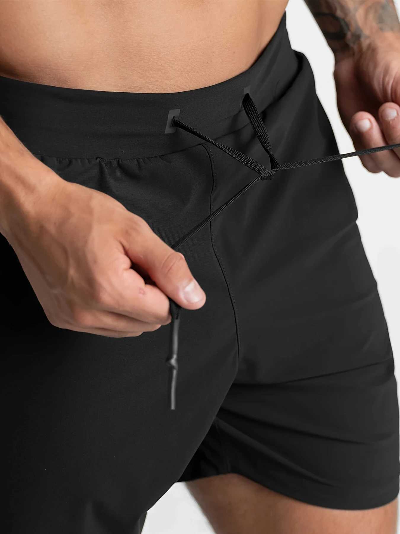 DK-887Mens shorts single woven quick dry solid color running fitness sports casual American fifth pants W250219
