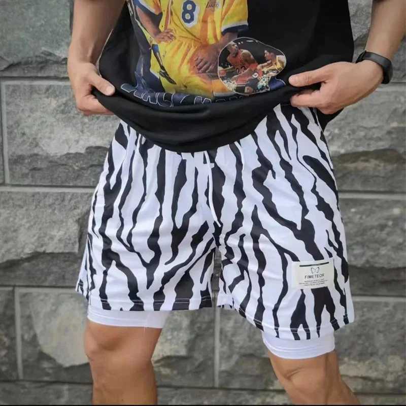 New sports shorts mens sports shorts double-layer running shorts 2 at the bottom of the beach summer gym training jogging shorts W250219