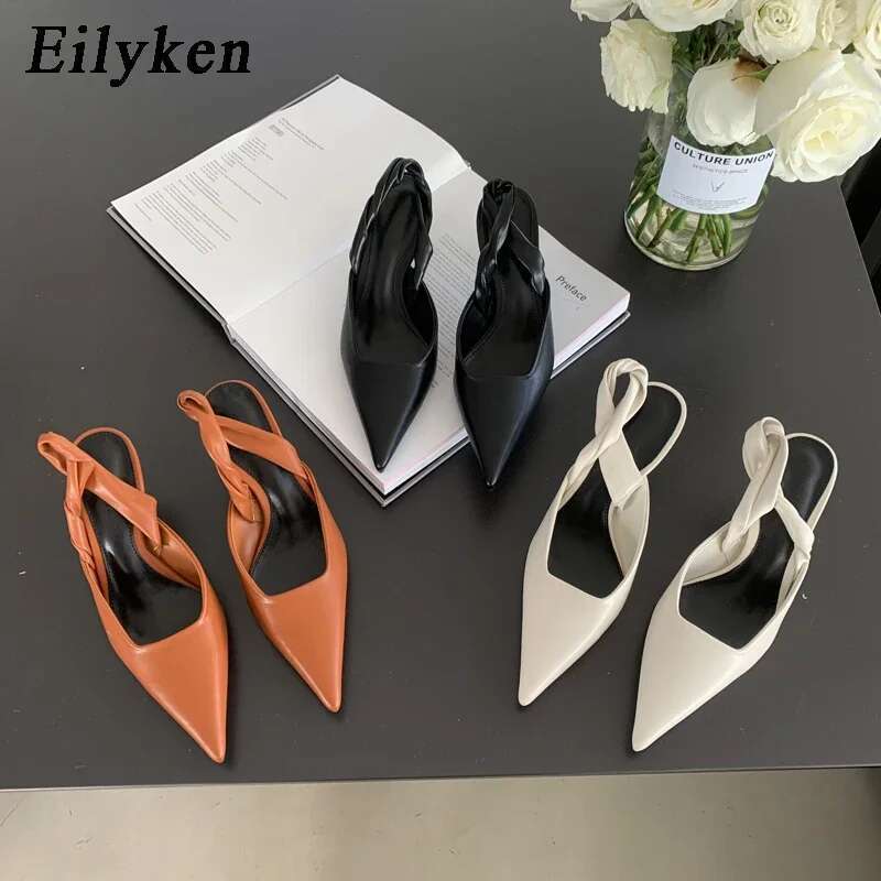 New Design Shallow Women Pumps Pointed Toe Sgbacks Sandals Elegant Party Prom Thin High Heels Shoes
