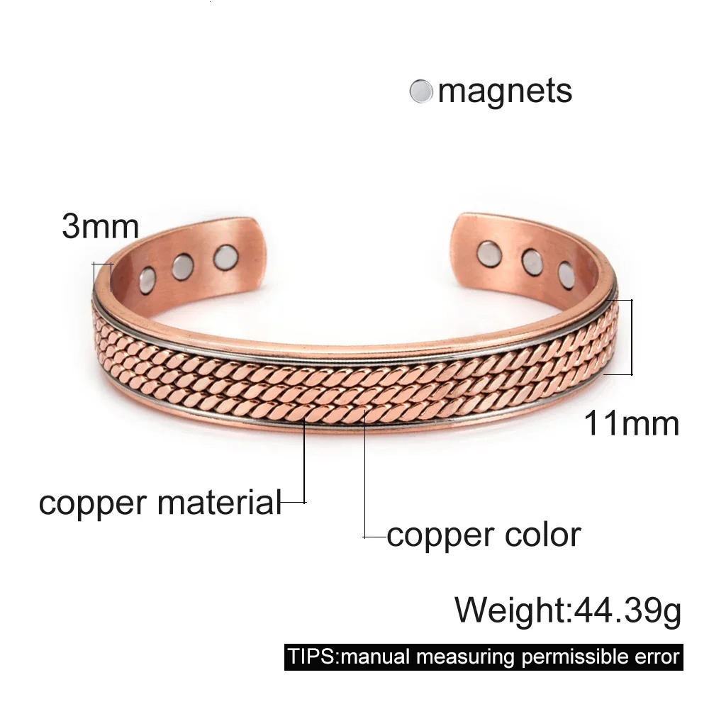 Twisted Pure Copper Bracelets Men Health Energy Magnetic Bracelet Benefits Men Adjustable Cuff Bracelets Bangles Health Copper 250219 - view 4