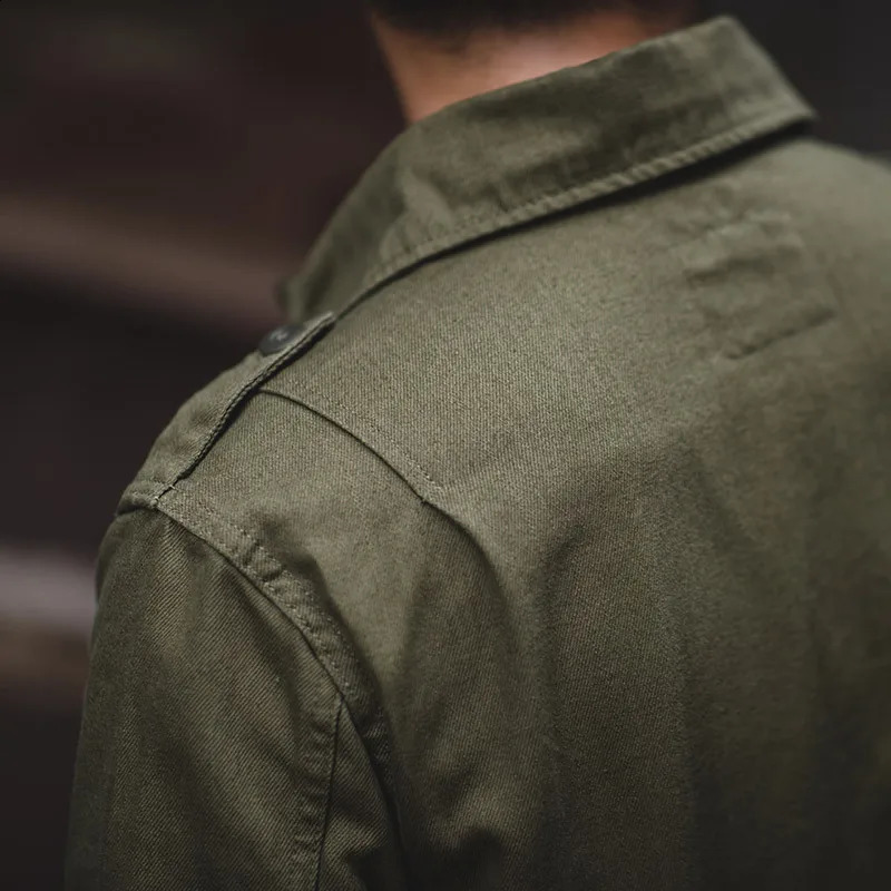 Spring and summer mens fashionable multi pocket retro workwear jacket long sleeved loose casual shirt 250214