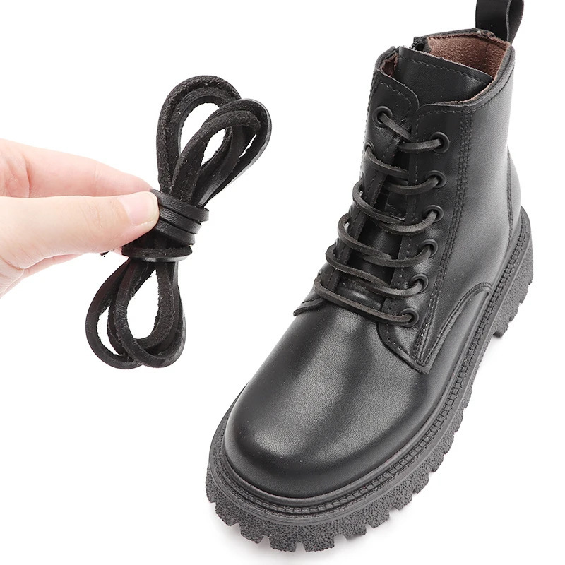 1Pair Cowhide Leather Shoelaces Boots Rope Shoelace 6080100120140160cm Loafers Boats Laces Shoe accessories 250219