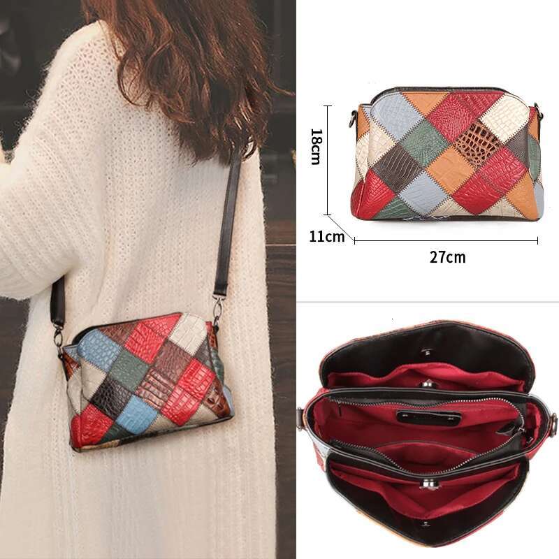 Genuine Leather Handbags Free Shipping Cowhide Coloful Crossbody Clutch Bag Purse Designer Women's Bags