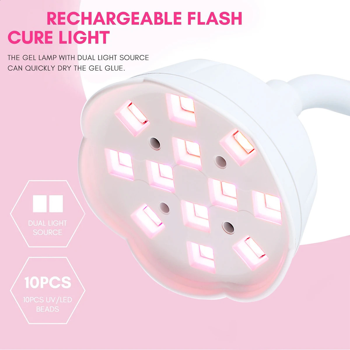 Mini LED UV nail lamp with rechargeable car sensor UV lamp for curing gel nail polish and nail tip swan neck 250214