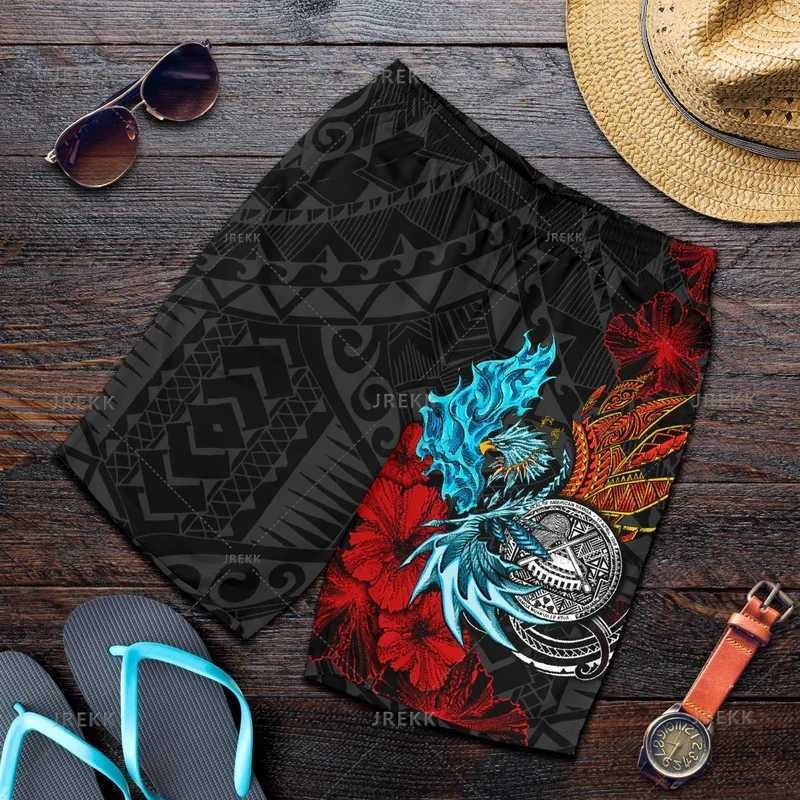 Men's Shorts New Harajuku 3D Samoa Emblem Printing Beach Shorts Fashion Streetwear Board Shorts Unisex Cool Swimming Shorts Mens Swim Trunks z250