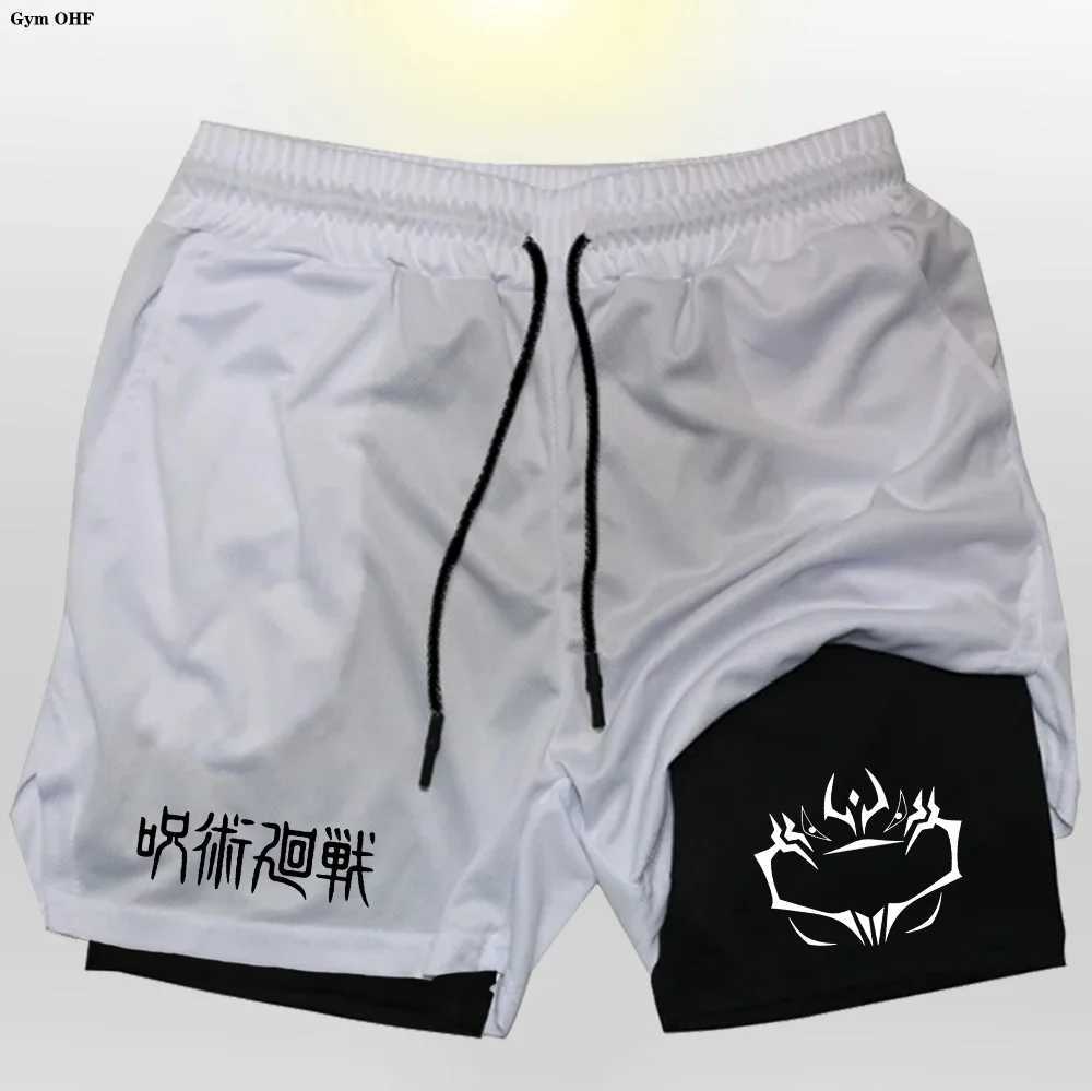Compression Shorts For Men 2 in Gym Jogging Running Training Breathable Fitness Short Pants Mens Anime Jujutsu Kaisen Printing W250219