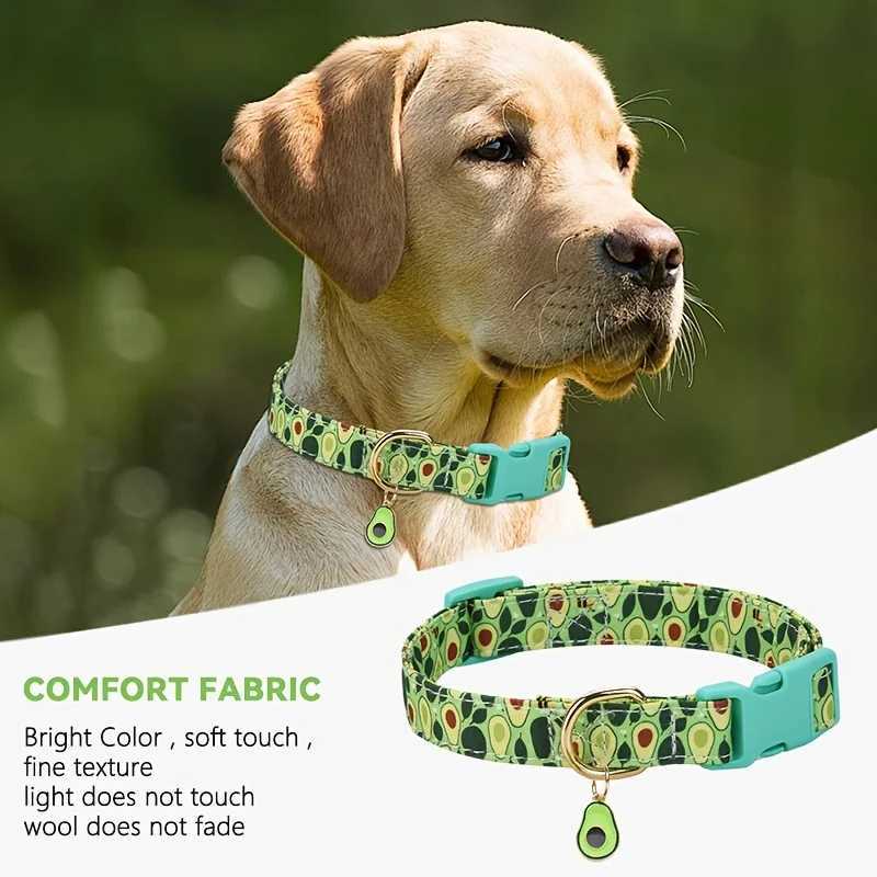 Fruit Print Polyester Dog Collar Set with Adjustable Buckles and Zinc Alloy Rings Stylish and Durable Machine Washable W250219
