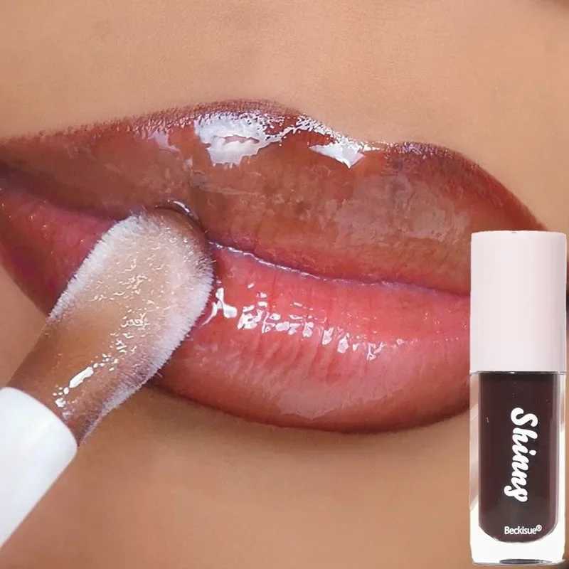 Translucent Black Sugar Lip Oil Water Gloss Jelly Mirror Lip Glaze Lipstick Lip Make Up Women Beauty Nonstick Cup Lip GlossW250219