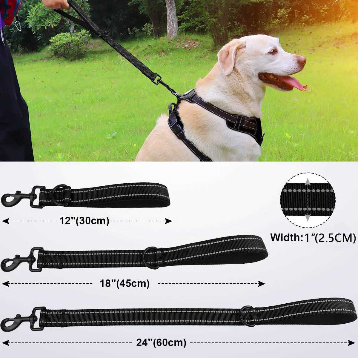 Taglory Short Dog Leash Traffic Padded Handle Heavy Duty Short Nylon Dog Lead For Training Control Reflective Threads Pet LeaXJ250218
