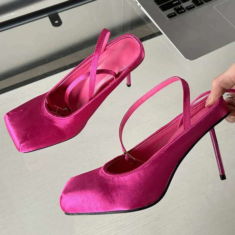 Spring Designer Square Toe Women Pumps Stiletto High Heels Sexy Party Stripper Mules Ladies Shoes atos De Mujer
