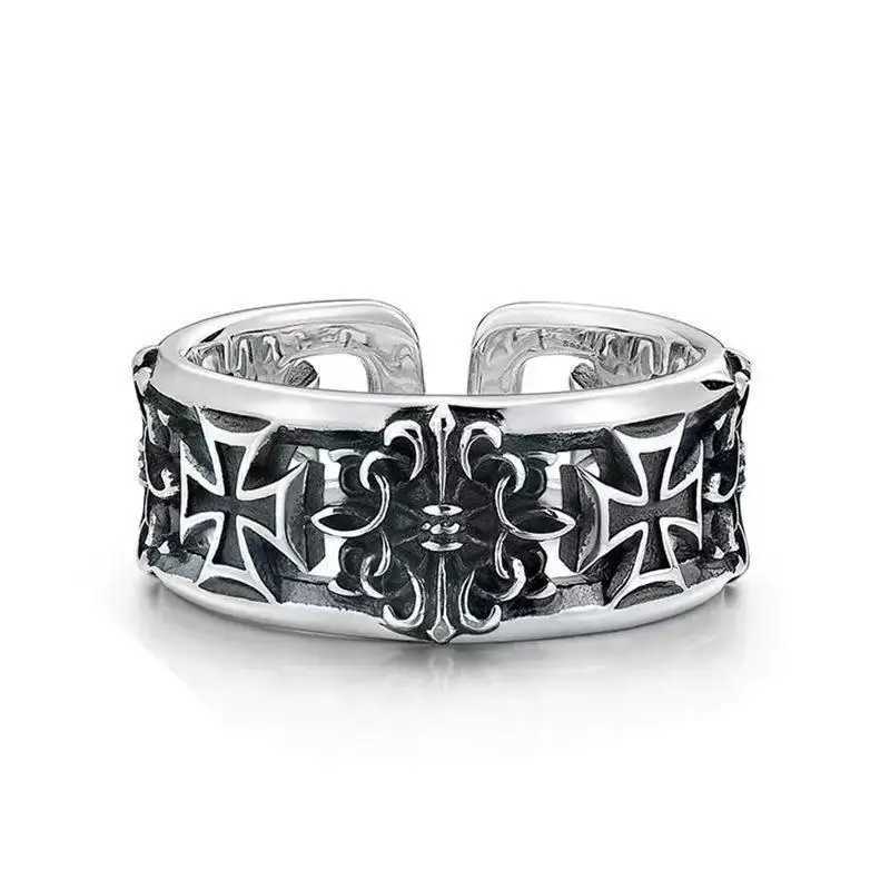New retro cross hip-hop punk style niche opening ring for menXJ250219