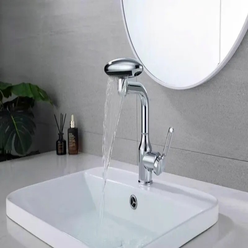 Bathroom Sink Faucets Multi Function Waterfall Basin Faucet 4-mode Flow Type Spray 360 ° Rotation Single Cooling
