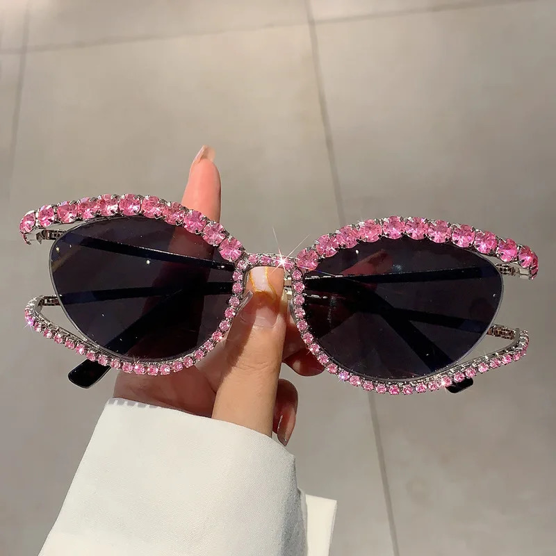Fashion Vintage Y2K Diamond Sunglasses Women Cat Eye Sun Glasses Trending Sexy Ladies Shades UV400 250218