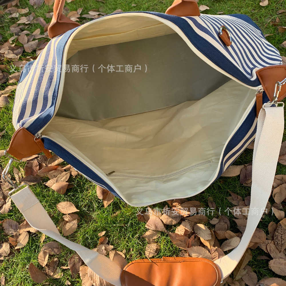 Etsy Personalized Large Capacity Travel Bag Bestseller Embroidered Canvas Bag Women's Handbag Printed Stripe 250115