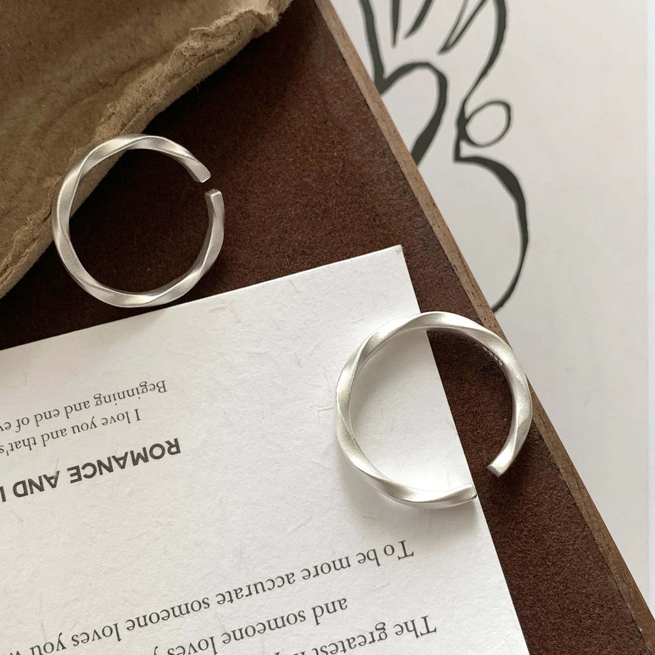 F.I.N.S Pure S999 Sterling Silver Mobius Ring Twist Matte Open Adjustable Index Mid Couple Finger Minimalist Fine Jewelry 250213