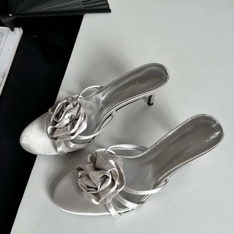 Summer Fashion wer Woman Slippers Thin Low Heels Narrow Band Party Stripper Ladies Mules Slides atos Mujer