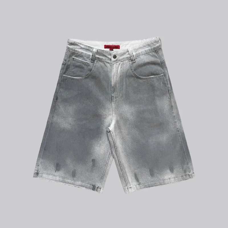 Men's Shorts Y2K mens cotton shorts Harajuku Gothic heavy oil washed lot Pocket Hole breaking design pants American style fashion casual jeans z2