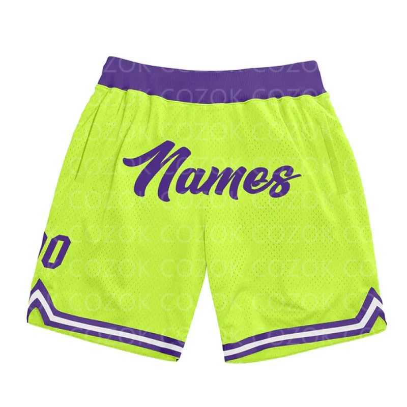 Men's Shorts Custom Fluorescent green black Authentic Basketball Shorts 3D Printed Men Shorts Your Name Mumber Quick Drying Beach Shorts z250219
