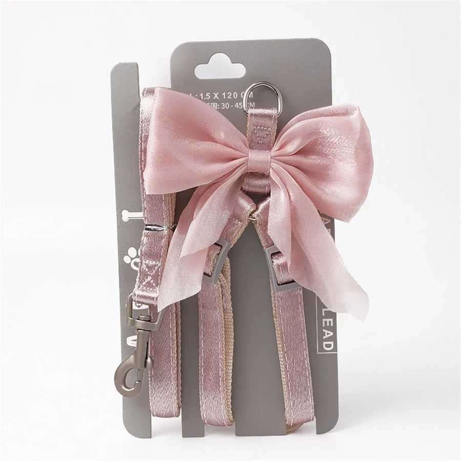 Dog Strap Leather Evening Dress Bow Neck Set Adjustable Cute Dog Strap Suitable for Small and Medium Pet Cat Collar Leather OutdXJ250218