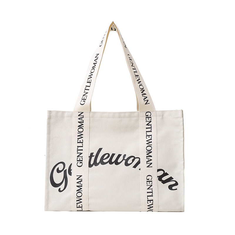 Thai niche Gentle Woman canvas women's 2025 letter printed tote bag, large capacity shoulder bag #swissmilitary