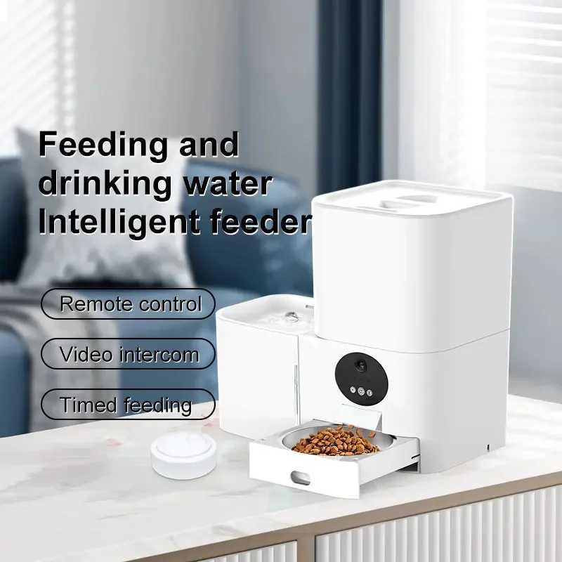Dog Feeders 2-in-1 Durable Smart Wi-Fi Electric Pet Feeder 5L Automatic Cat Dog Water Dispenser Small Size Pet Bowls Feeders Battery H250218