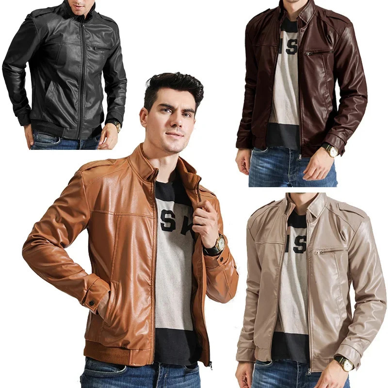 Mens Motorcycle Leather Jacket Slim Men Outer Wear Clothing For Male Garment Man Jackets 250210