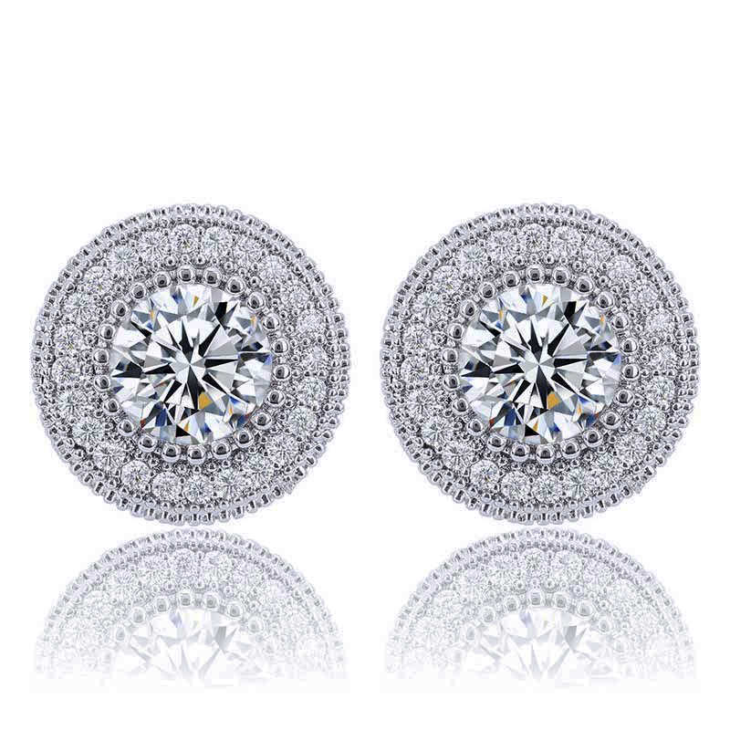 Luster Jewelry Dazzling Fashion Moissanite Diamond Hip Hop Style Round Cut S925 Earrings for Men