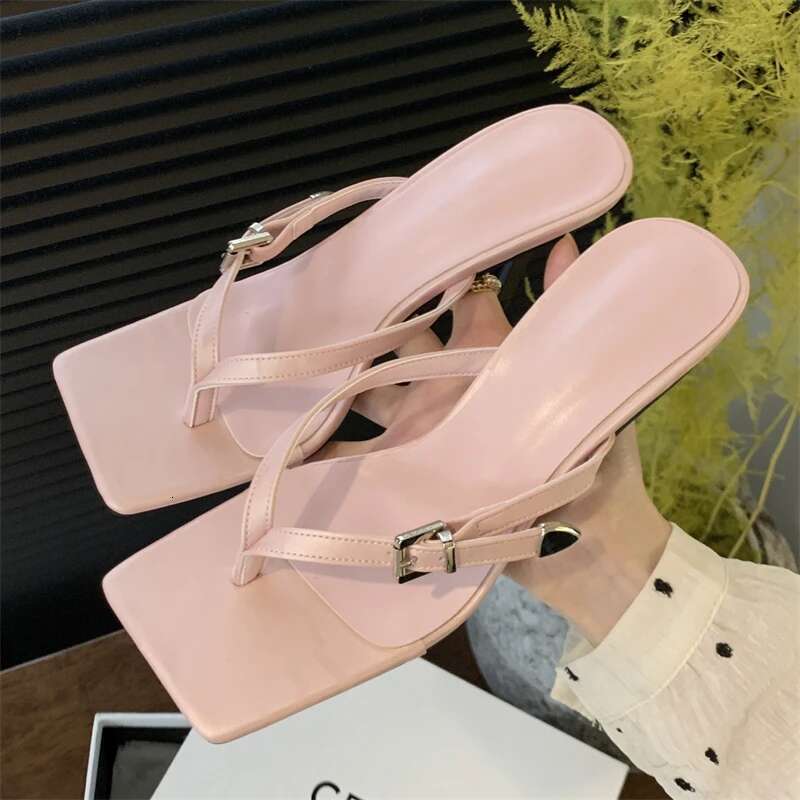 Summer Fashion Clip Toe Buckle Women Slippers Gladiator Sandals Party Thin Heels Flip ps Slides Shoes atos De Muje