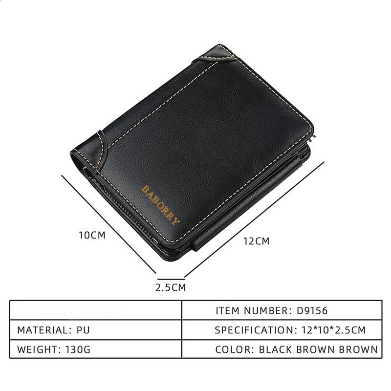 PU Leather Men Wallets High Quality y ner Zipper Short Large Capacity Coin Card Holder Male Purse Vintage 250218