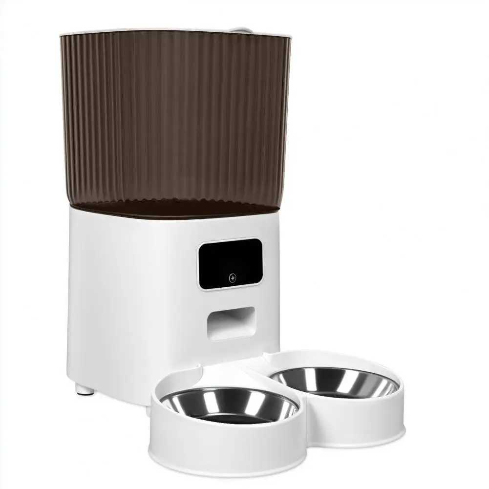 Dog Feeders Smart Pet Feeder with Dual Bowls WiFi APP Remote Control 5L Transparent Storage Bucket Automatic Cat Food Dispenser H250218