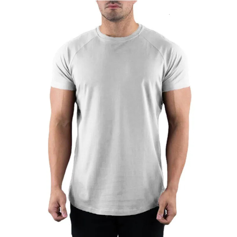 Plain Gym T-shirt Men Summer Fitness Clothing O-Neck Short Sleeve T shirt Cotton Slim Fit Tshirt Bodybuilding Workout Tees Tops 250217