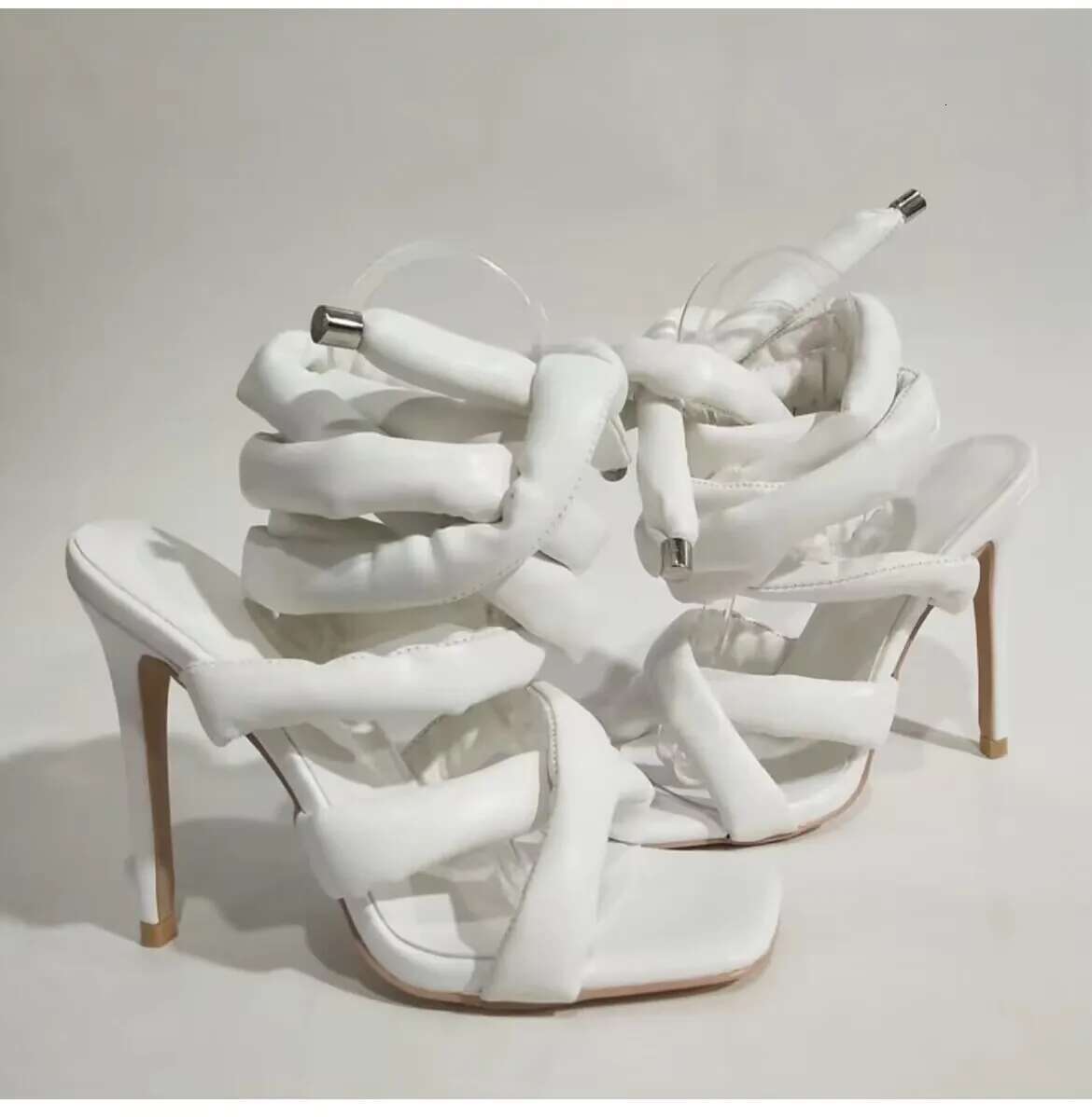 Summer sexy strap women sandals high thin heel square toe slides