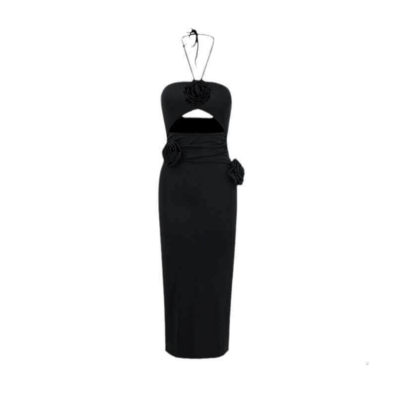 European American style sexy girl women's BM autumn and winter hot item ur hanging neck backless hollow out dress 2025 new casual fashion trend c