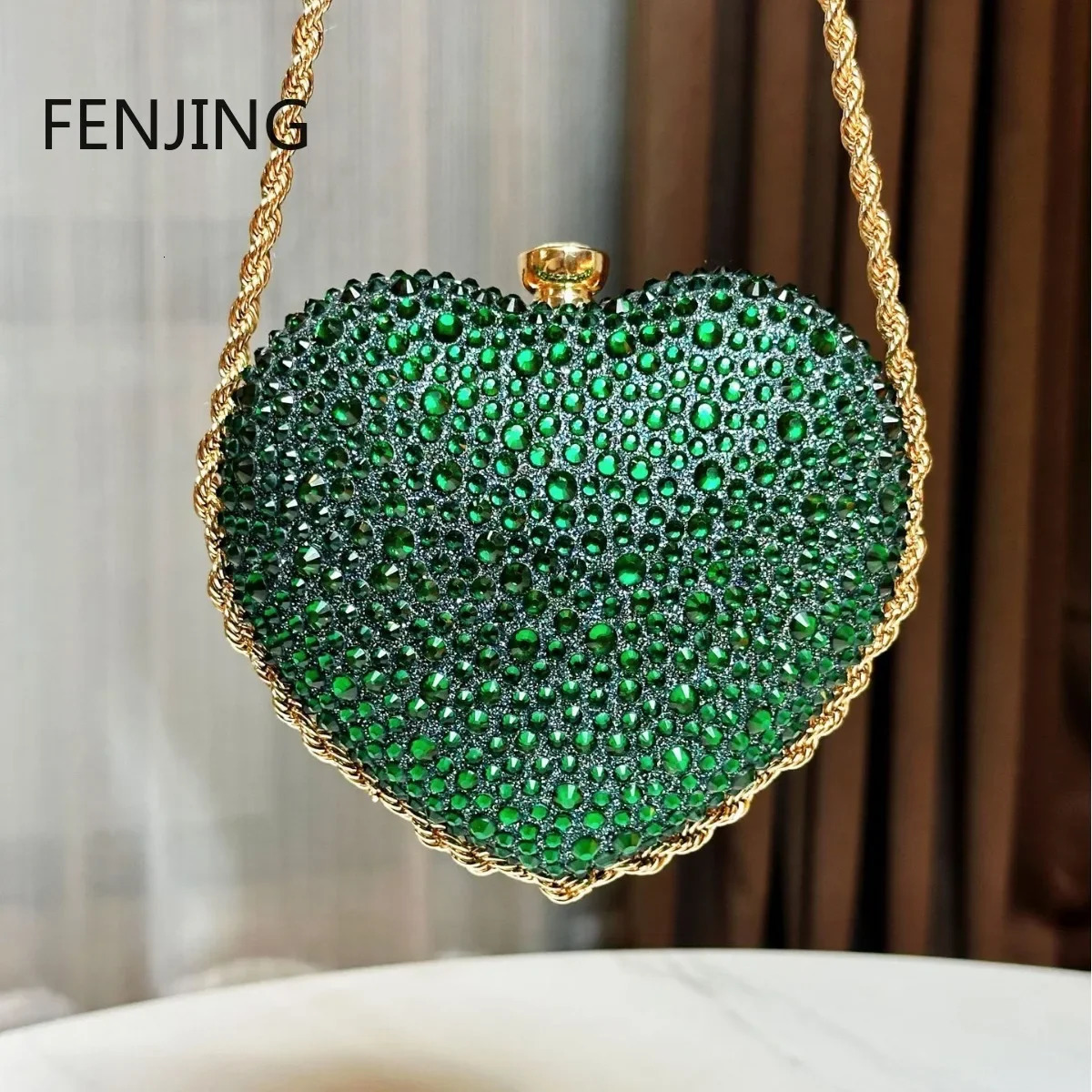 y Diamond Inlay Heart Shape Crystal Clutch Purse Stones Wedding Party Evening Shoulder Bag Rhinestone Clutches Bags 250218
