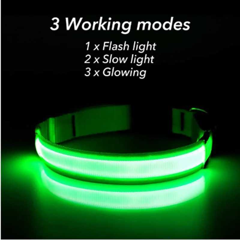 USB Rechargeable Luminous Collar Adjustable Led Glowing Dog Collar for Large Small Dogs Cat Night Light Collar Pet Safety Harnes W250219