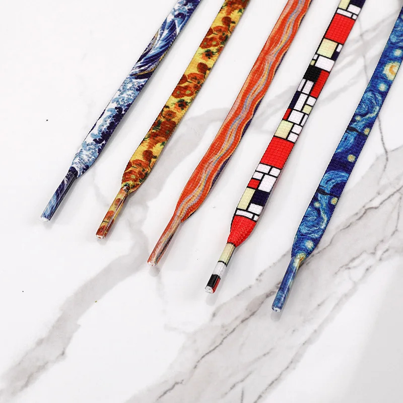 Colorful Shoelaces For Men And Women Flat Shoe Laces Sneakers Decorative Pattern Painting Shoestring 5 Colors 250219