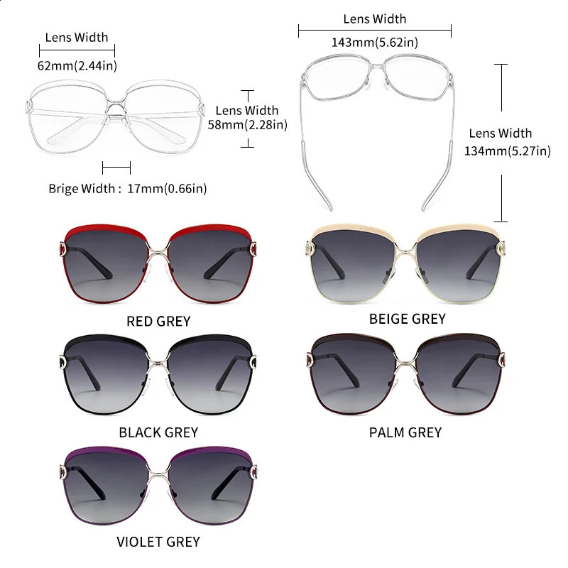 GCV Polarized Ladies Sunglasses Women Gradient Lens Round Sun Glasses Square Oculos Lunette De Soleil Femme 250214