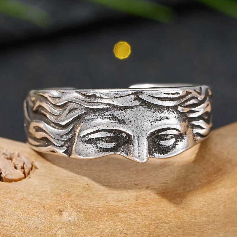 Vintage Venus Half Face Adjustable Rings for Men Women Literary Sculpture Silver Color Creative Ring Party Jewelry AccessoriesXJ250219