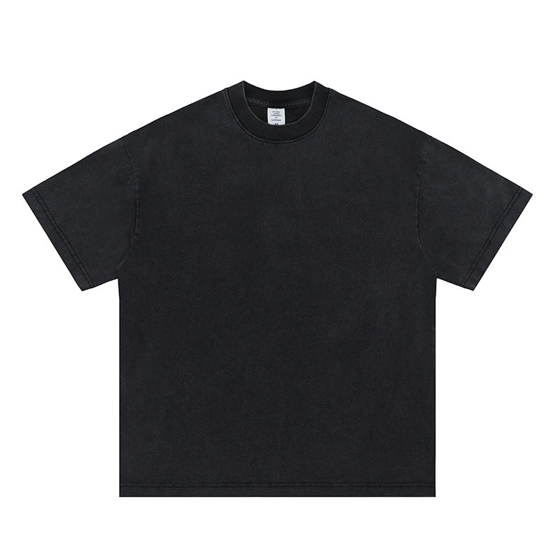 Men's Summer 2025 New American Retro Fashion Designer T-shirt Double Yarn Fabric Washed Round Neck Casual Short Sleeve T-shirt For Men And Women