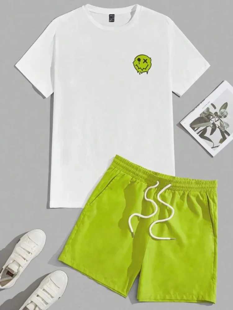 3D Graffiti Print Mens Fashion Short Sleeve Shorts Set Summer Casual Everyday Mens T-shirt Outdoor Street Mens Beach ShortsXJ250218