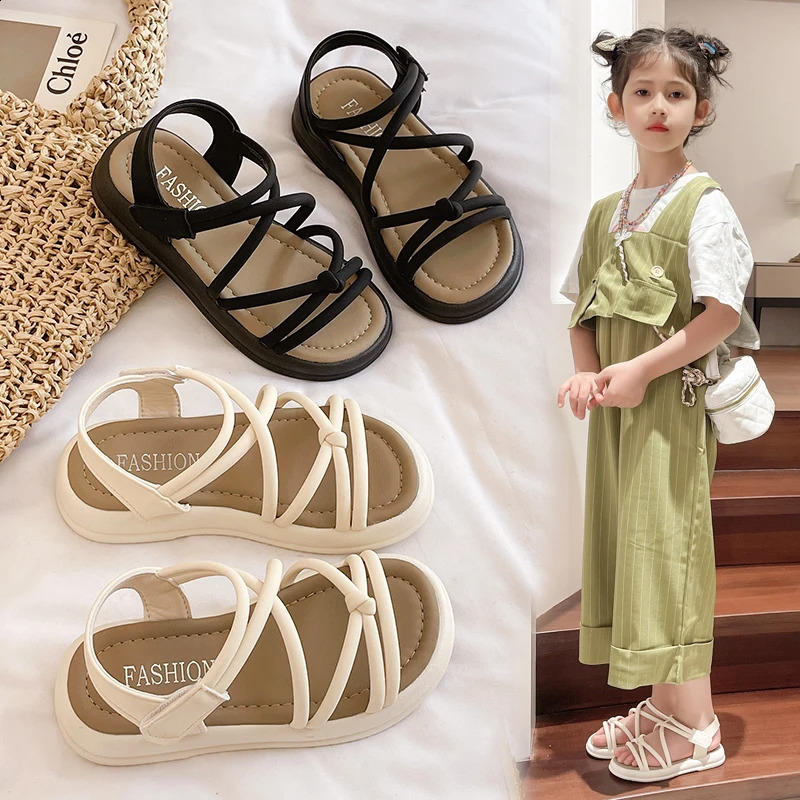 Girls Sandals Kids Sandals for Girls Summer Children Beach Shoes Princess Sweet Gladiator Sandals Open Toes Anti-skid 250219